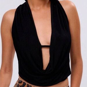 Elegant Black Halter Top